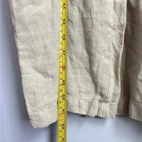 Cloth & Stone Sz M Jumpsuit Linen Drawstring Wide Leg Crop Natural Tan Lagenlook - Picture 9 of 16